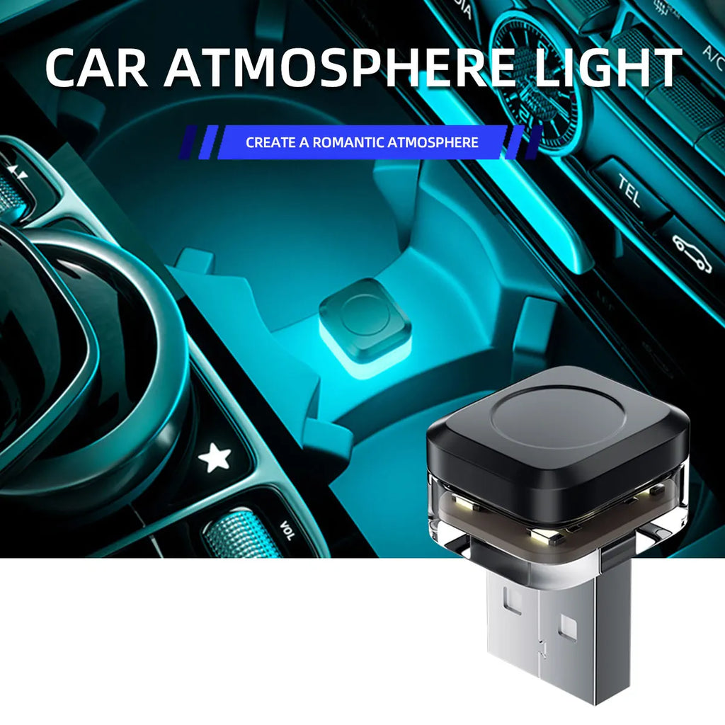 1/2X Car USB Mini LED Interior Atmosphere Light Plug Play Un