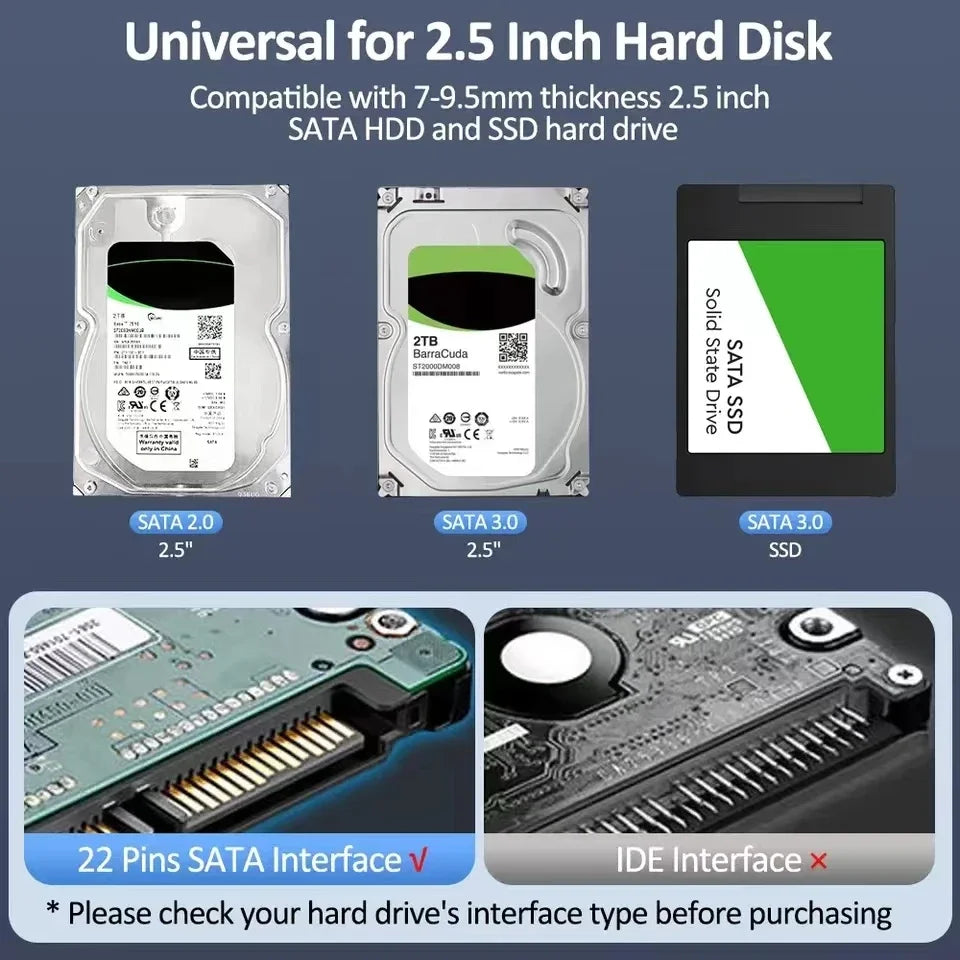 USB 3.0/Type C HDD Enclosure 2.5 inch SATA SSD External Hard