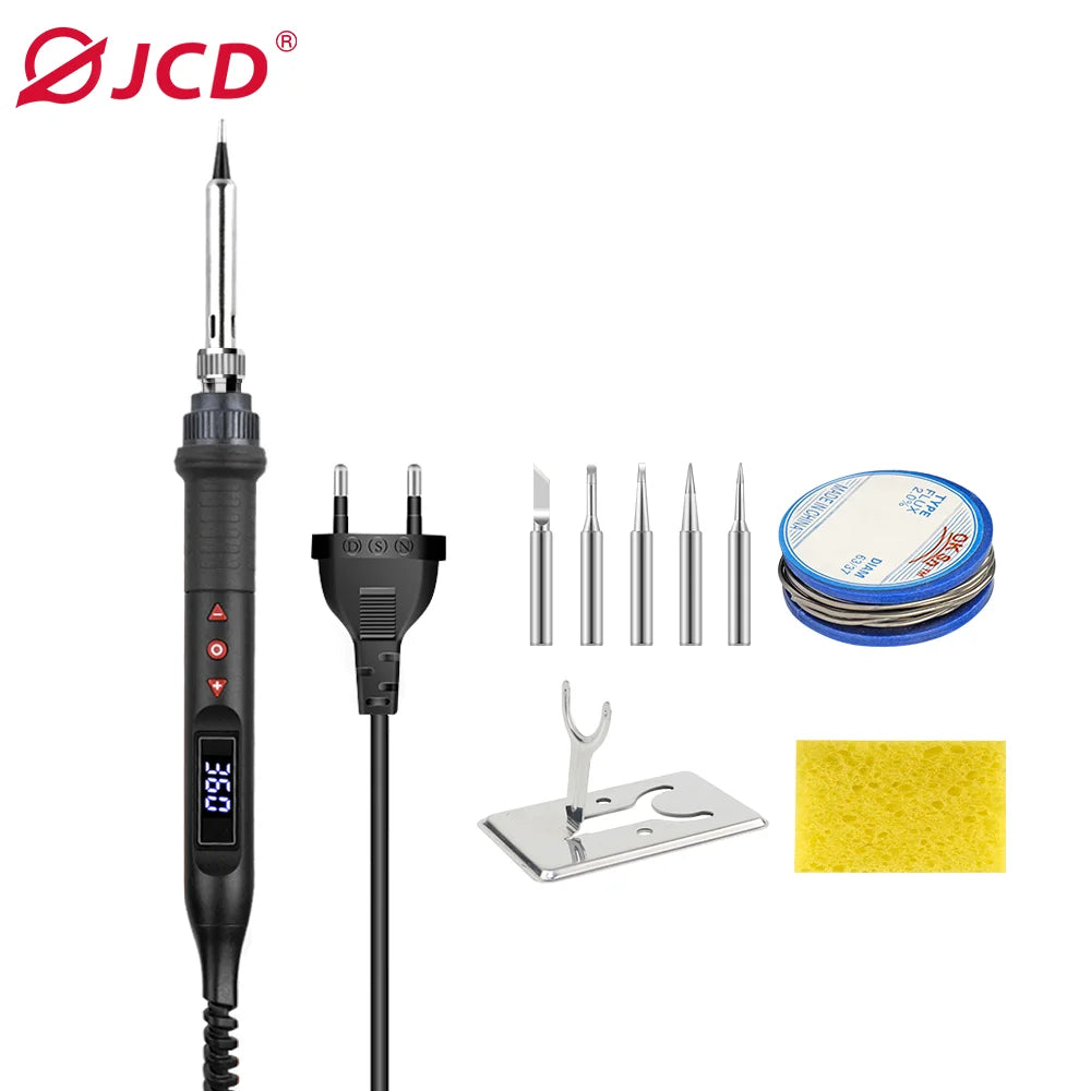 JCD 60W/80W Electric Soldering Iron Adjustable Temperature Digital Display Electronic Welding Repair Tools With Solder Tin Iron