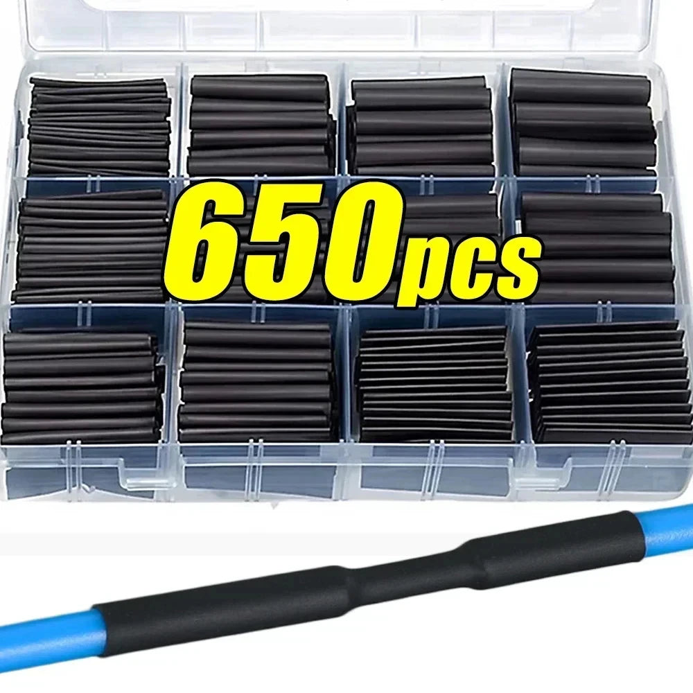 Black Heat Shrink Tubing Kit for Wire Cable Repair Polyolefi