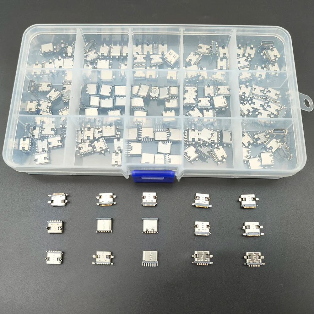 150Pcs/Box 15Models USB Type C Charging Port Dock Connector 