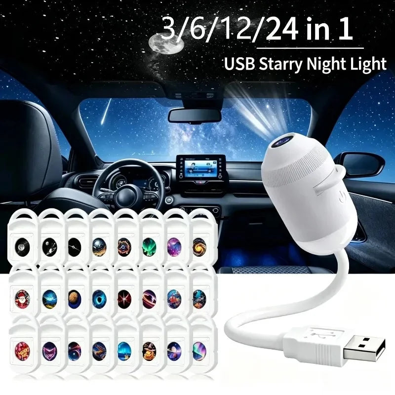 2 in 1 Rotatable Galaxy Starry Sky Sunset Projector Lamp Wir