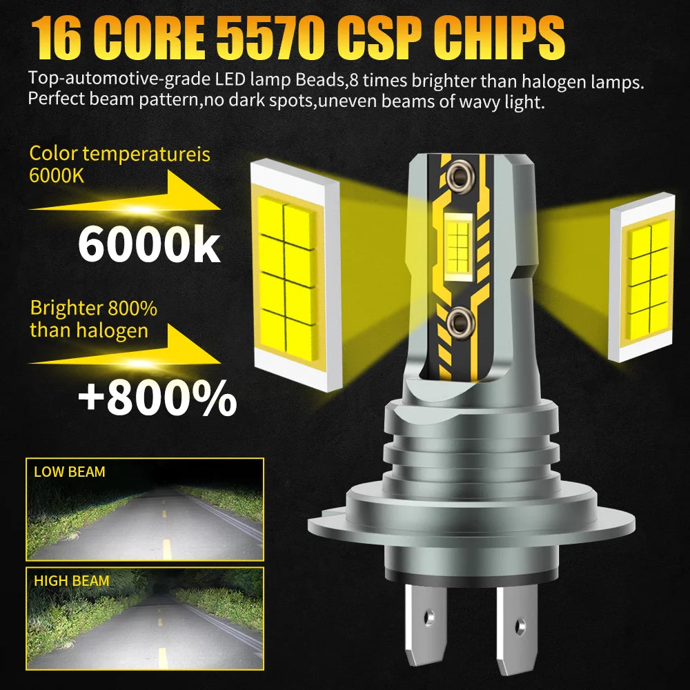 AILEO 2Pcs H7 LED Lights 200W 22000LM Headlight Bulb 6500K M
