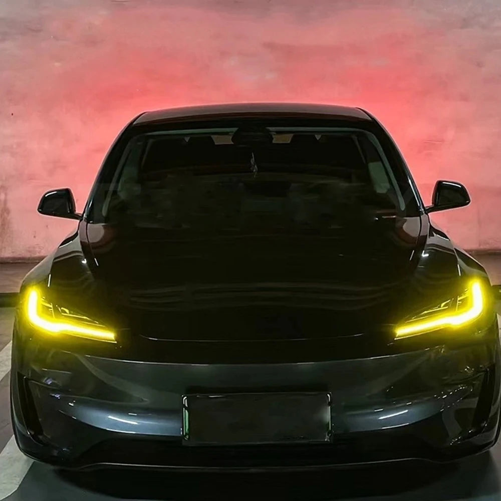 DRL For Tesla Model 3 2023 2024 Daytime Running Light Yellow Red Blue Amber Ice Blue NON RGB Angel Eyes