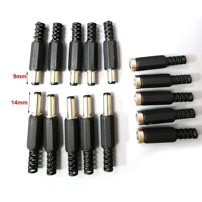5pcs 10pcs DC female male Power Plug 5.5mm x 2.1mm Male Fema
