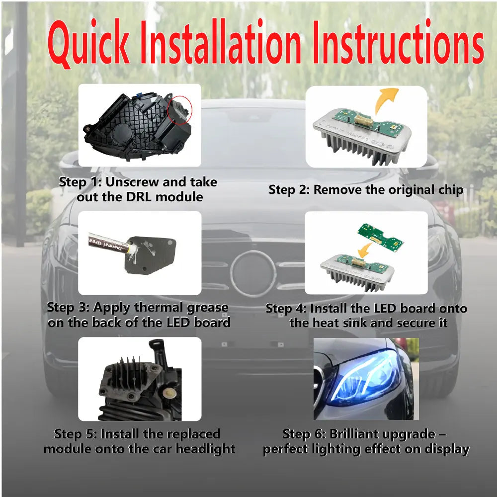 DRL Yellow LED Panel Daytime Running Lights Red Multicolor Yellow Daytime Running Lights for W213