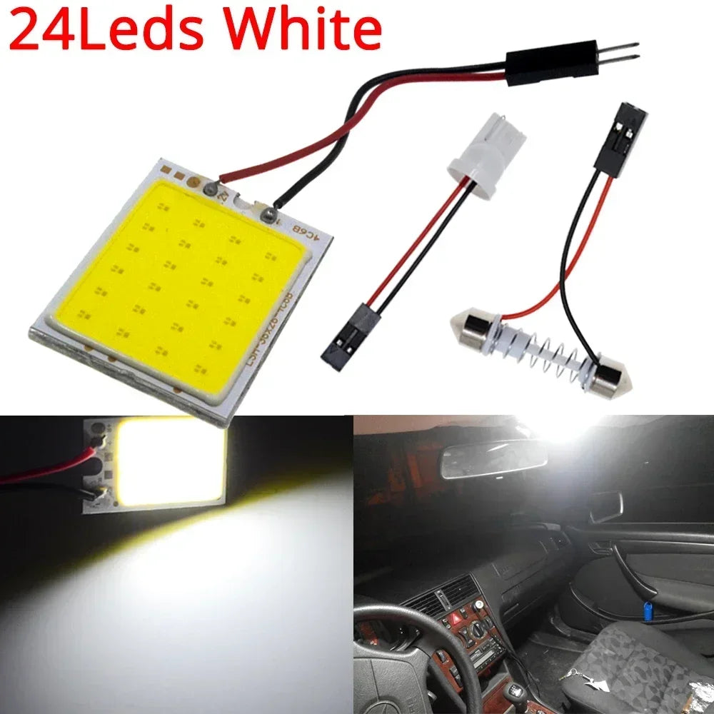 1/2/10PCS Cob 16 24 36 48SMD White Reading Lamp Led T10 Car Parking Bulb Auto Interior Panel Light Festoon License Plate Light