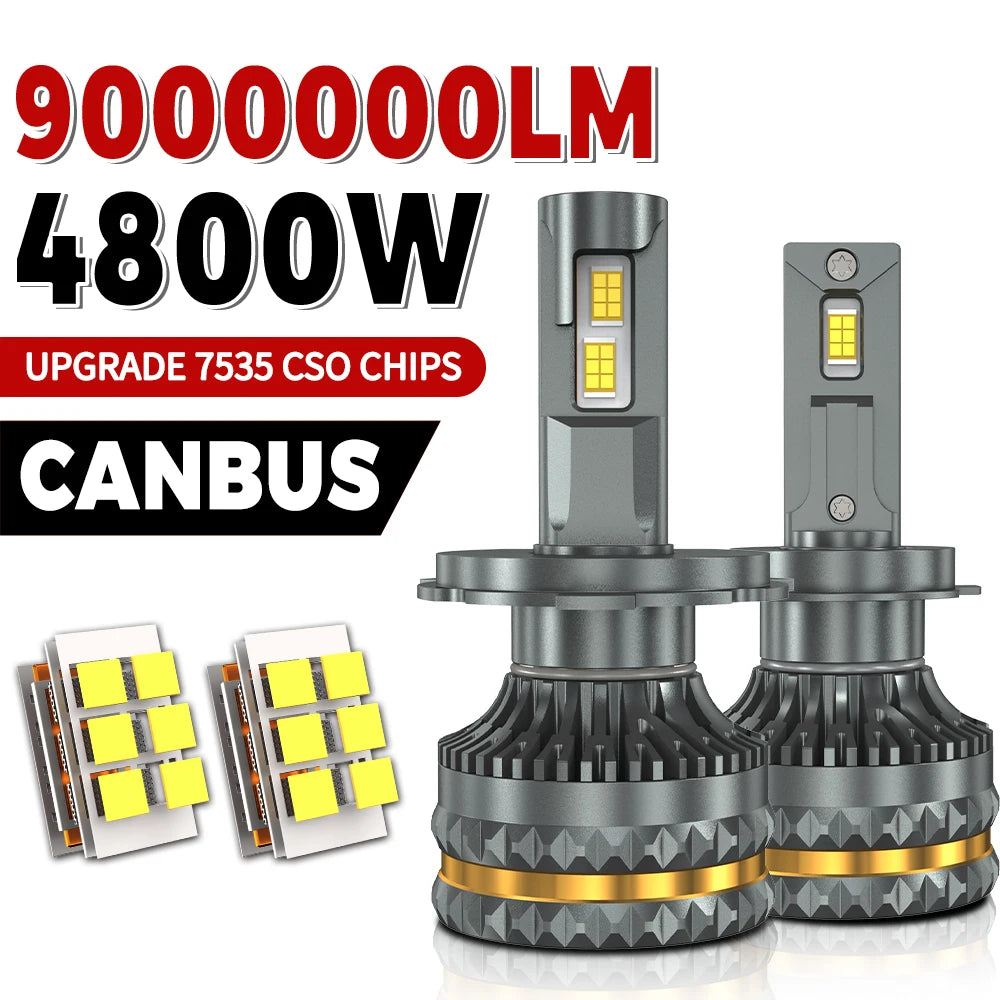 9000000LM H7 Canbus LED Headlight Bulbs 4800W H4 H11 H1 9005