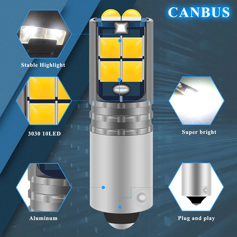 2PCS BAY9S H21W T4W H6W BA9S BAX9S LED Bulbs 3030 10SMD Car 