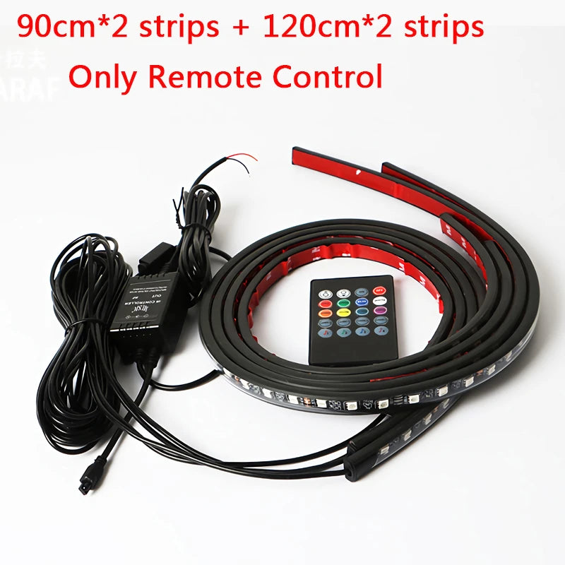 Car Charssis Flexible LED Strip Light LED Underbody Remote /APP Control RGB Neon Lights Ambient Atmosphere Auto Decorative Lamp