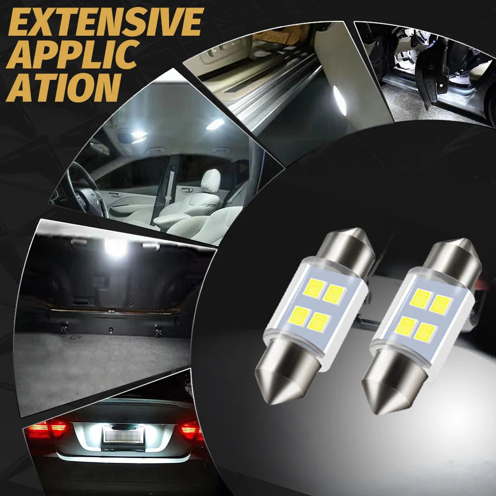 4pcs DE3175 LED Festoon Bulbs - 31mm 1.22in DE3022 Car Inter