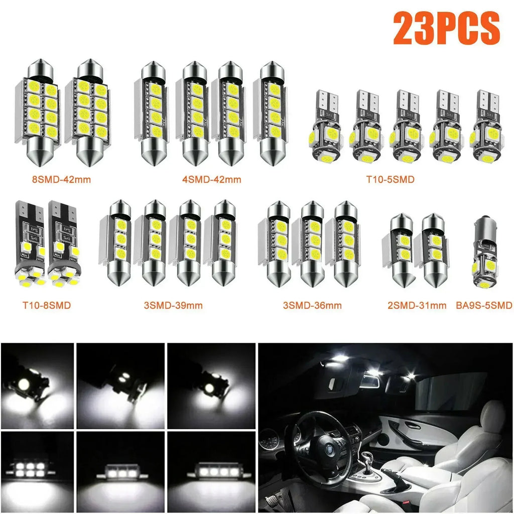 23Pcs T10 5050 Car LED Light Bulb Interior Dome Trunk Licens