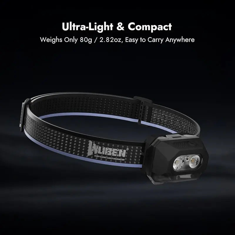 WUBEN H4 Headlamp 800Lumens Waterproof Headlight With Red Li