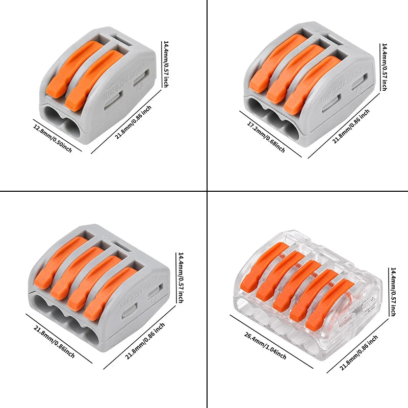 10/20/30PCS 2/3/4/5-Port Assorted Kit Quick Push In Lever Wi