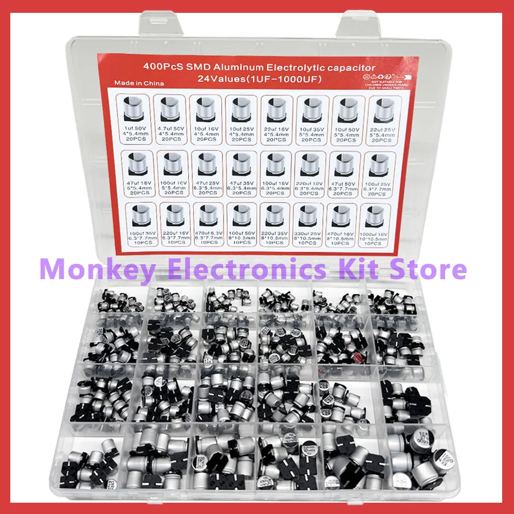 400PCS SMD Aluminu Electrolytic Capacitor Kit condensadores 