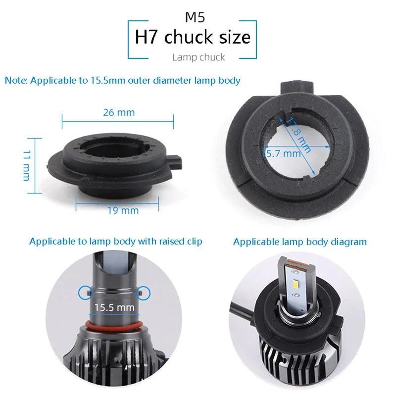 2Pcs Car LED Headlight Bulb Base Adapter Socket Holder 9006-HB4/9005-HB3/H11/H7/H4/H3/H1 Head Lamp Retainer Holder Clips