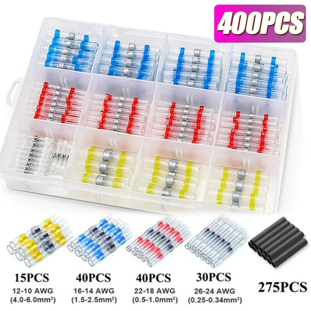 50/800PCS Wire Cable Splice Terminal Kit Waterproof Heat Shrink Butt Crimp Terminals Solder Seal Electrical with Hot Air Gun