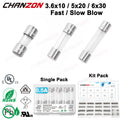 3.6x10 5x20 6x30 Fast Slow Blow Tube Glass Fuse Kit 0.5A 1A 