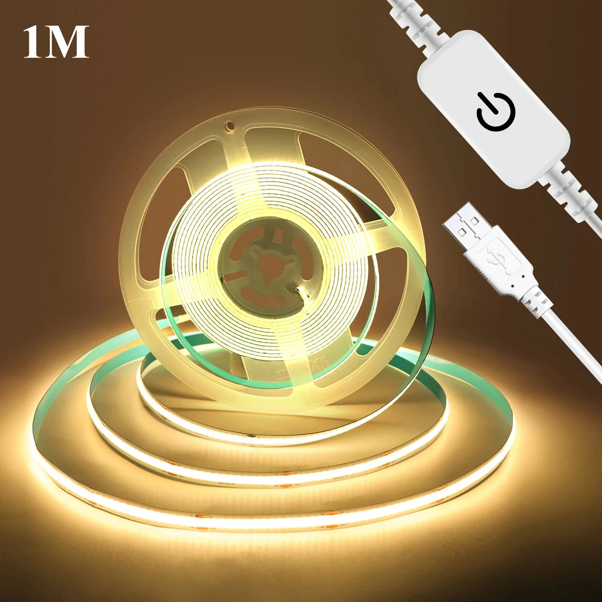 USB High Density COB LED Strip Touch Dimmer No Dark Spot Flexible Self Adhesive Linear Light For Mirror TV Backlight DIY Decor