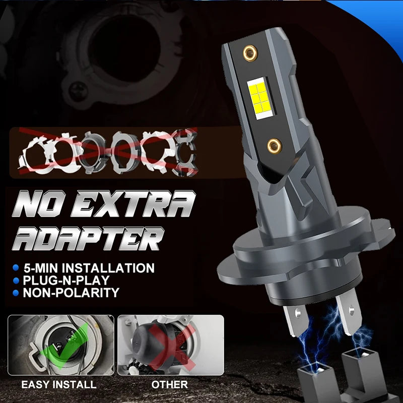 2Pcs 20000LM H7 LED Headlight Kit Mini Bulbs 70W Super Brigh
