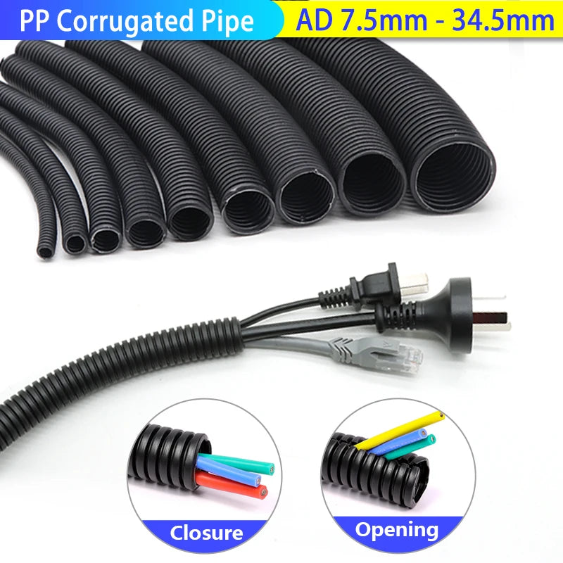 1 10m PP Insulated Corrugated Split Loom Tube AD 7.5/10/11.6