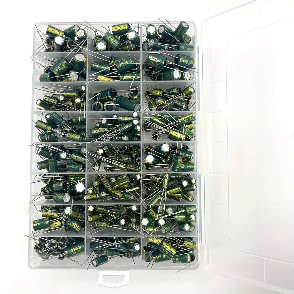 625Pcs 24Values Aluminum Electrolytic Capacitor Kit 10V-100V