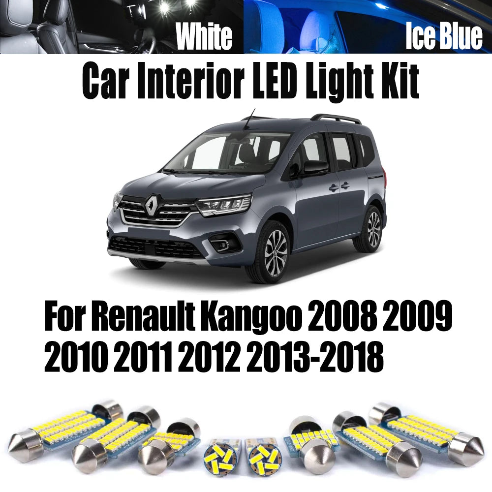 11-Piece LED Interior Light Kit for Renault 2008-2016 - Canbus Error-Free Interior Bulbs