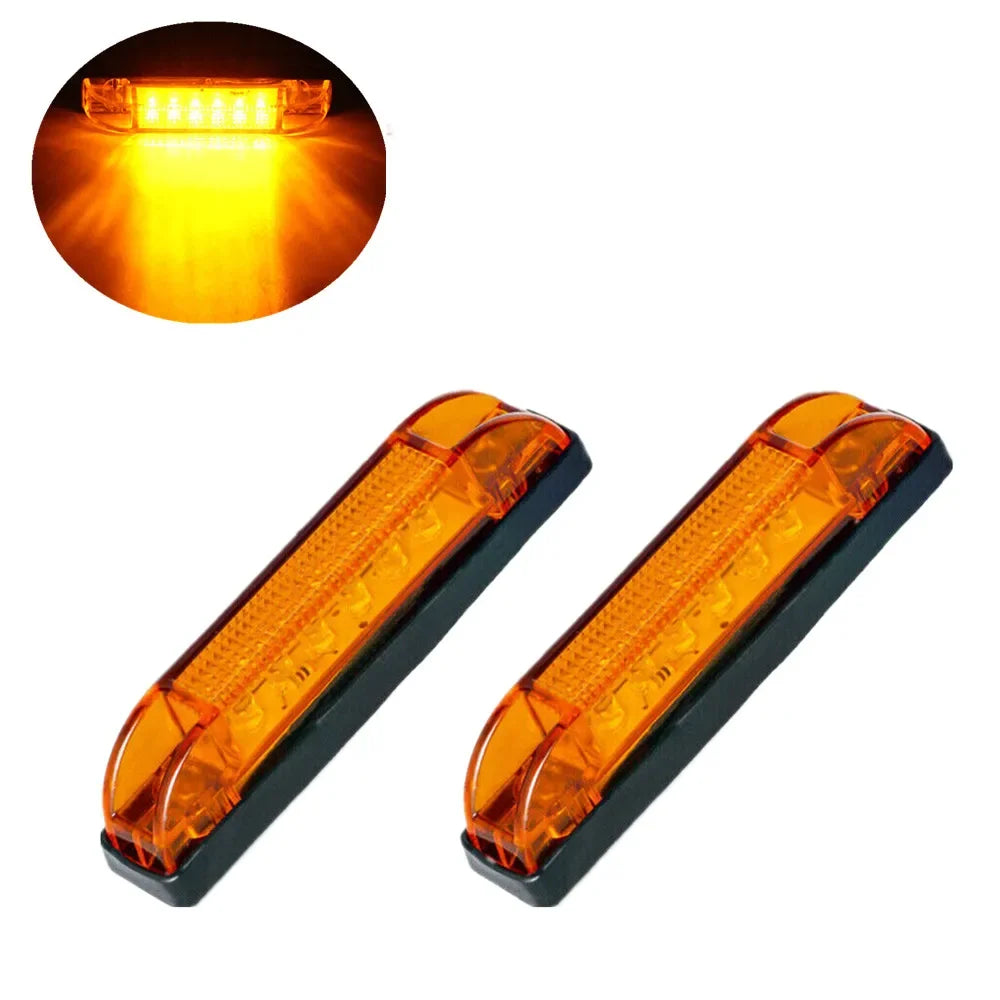 2PCS 6 Led Marker Clearance Light strip Bar Car Interior Exterior Decoration Light Truck Side Marker Light Turn Signal Indicator