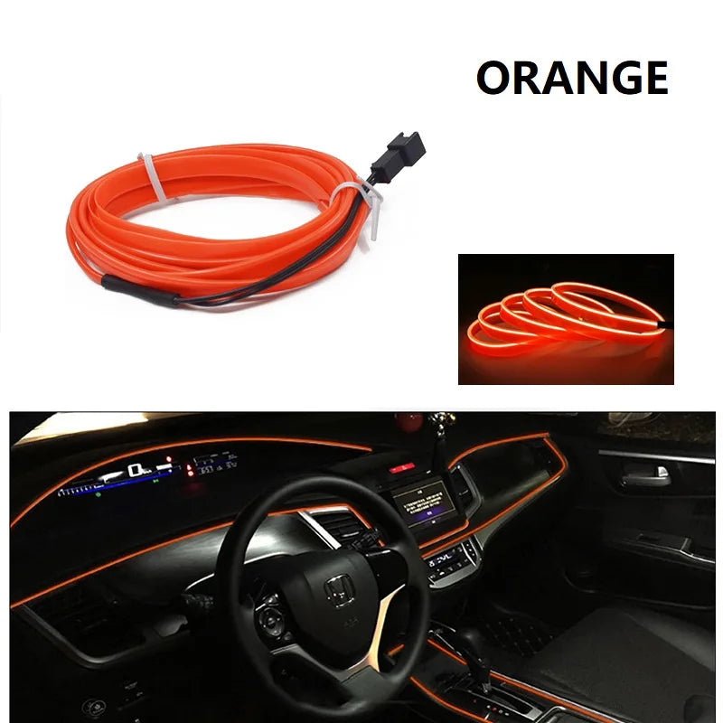 10m/3m/5m Neon LED Car Interior Lighting Strips Auto LED Strip Garland EL Wire Rope Car Decoration lamp Flexible Tube 12V