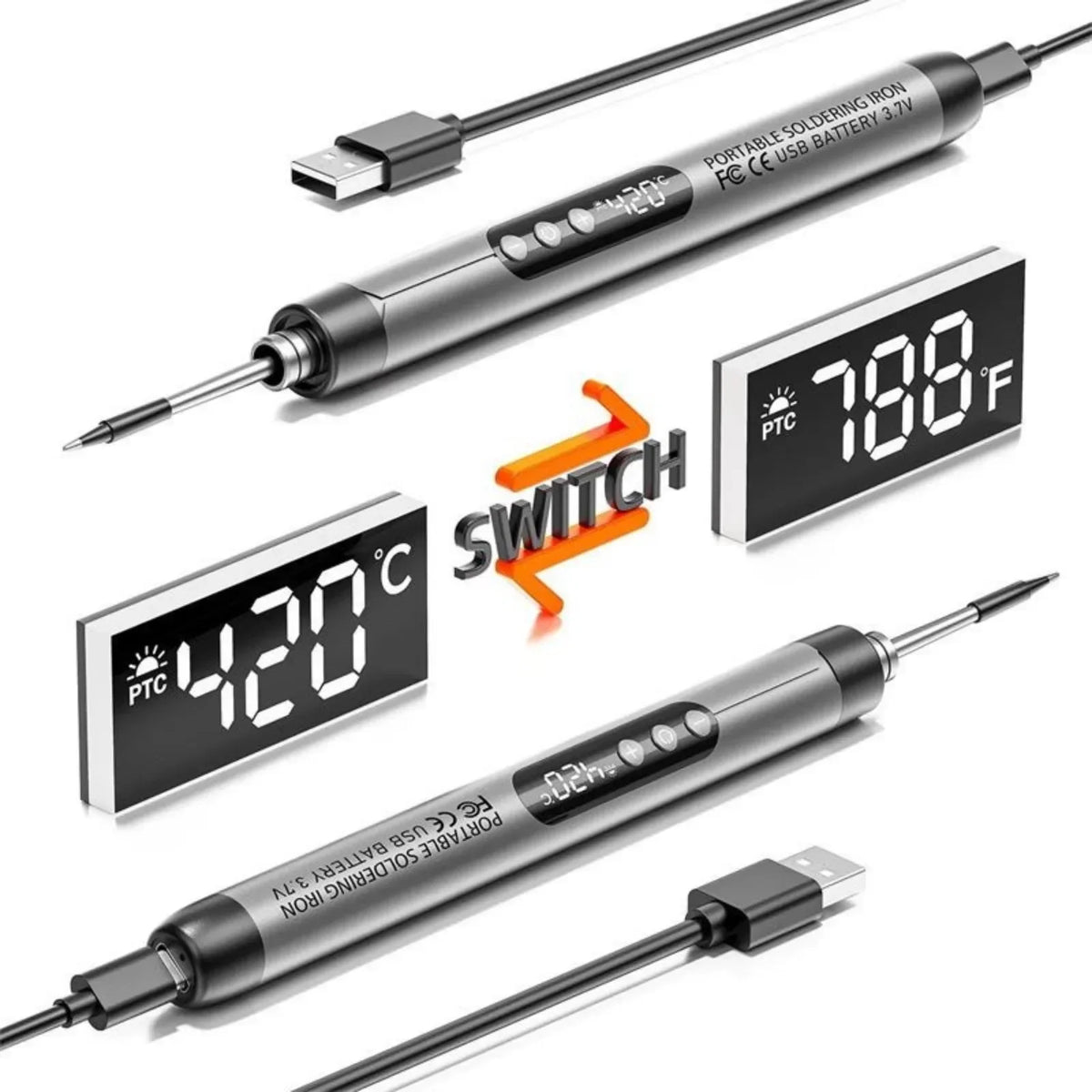 USB Rechargeable Mini Soldering Iron Adjustable Temperature 