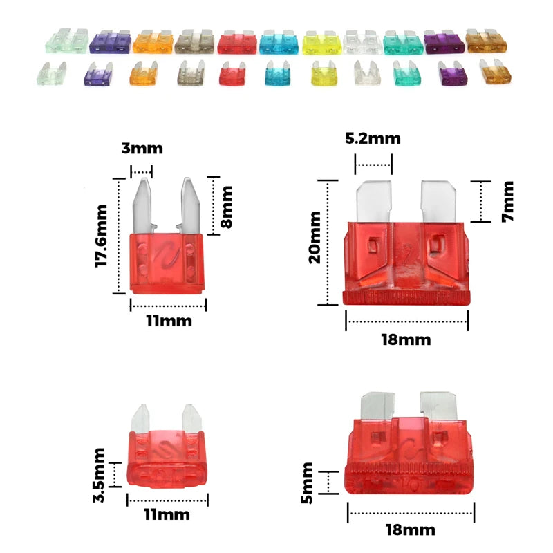 100/50pcs Car Truck Micro Blade Fuses 2A 3A 5A 7.5A 10A 15A 