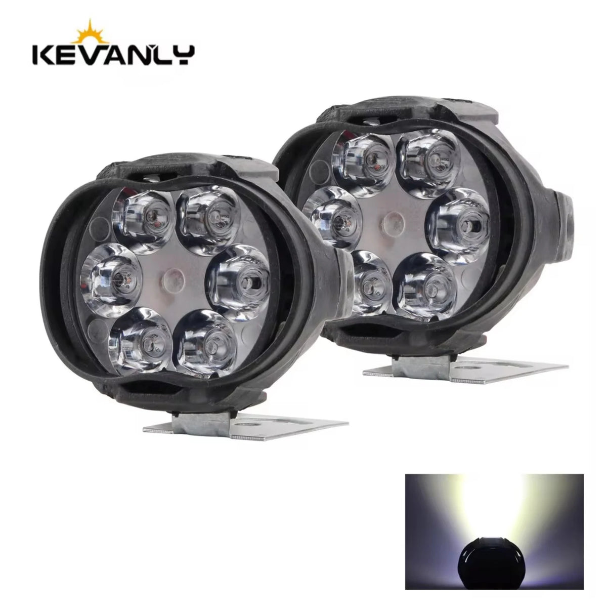2PCS Work Lights 6 LED Motorcycle Headlight Spot Light Water