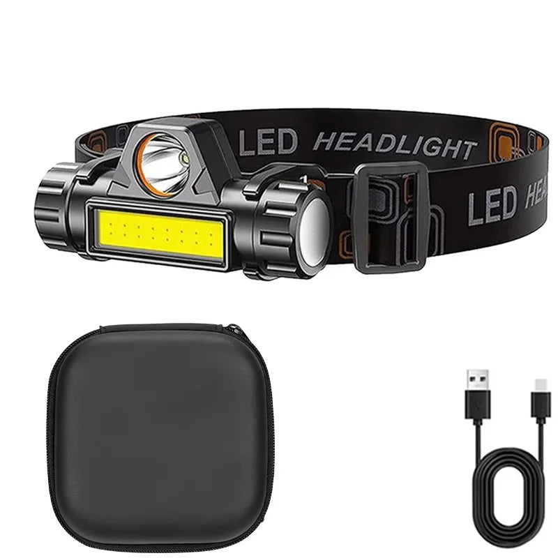 1-5PCS Rechargeable COB LED Headlamp Strong Magnetic Powerful Headlight Super Bright Waterproof Head Torch For Outdoor Fishing