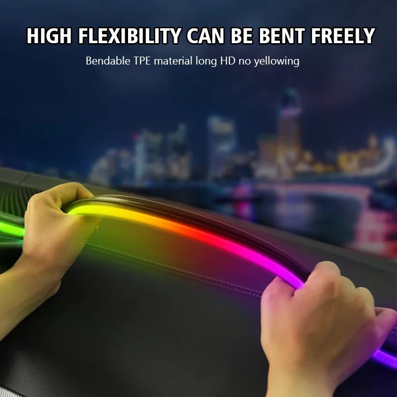 Front Windshield LED Atmospere Light Strip 150cm Car RGB USB