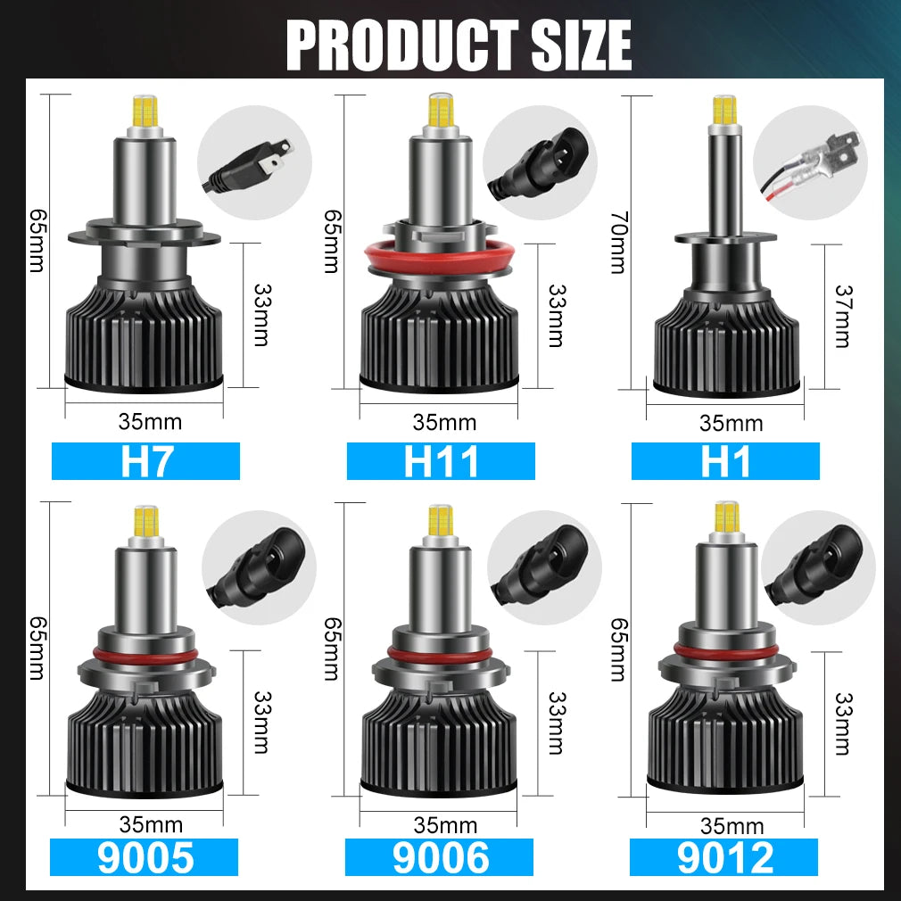 H1 H7 Led Car Headlight Bulbs H8 H11 60000LM Lights HB3 9005