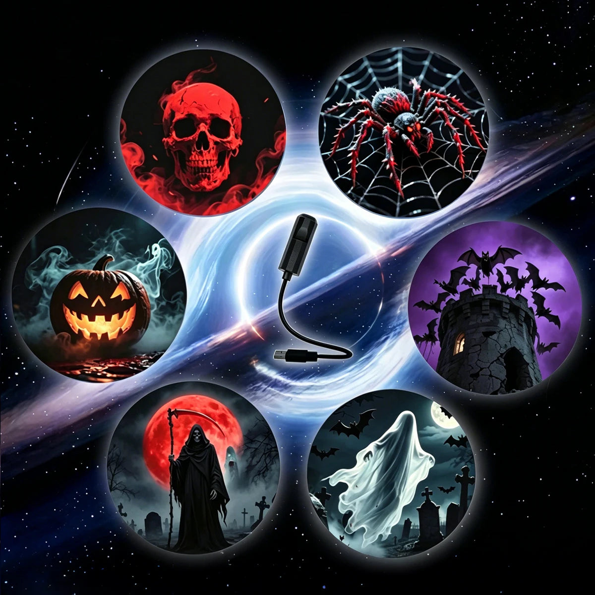 Halloween Projector Light 6 Patterns Mini LED Spooky Project