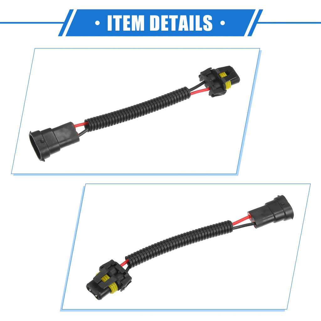 UXCELL 2Pcs H8 H9 H11 Male to 9006 HB4 Female Extension Conv