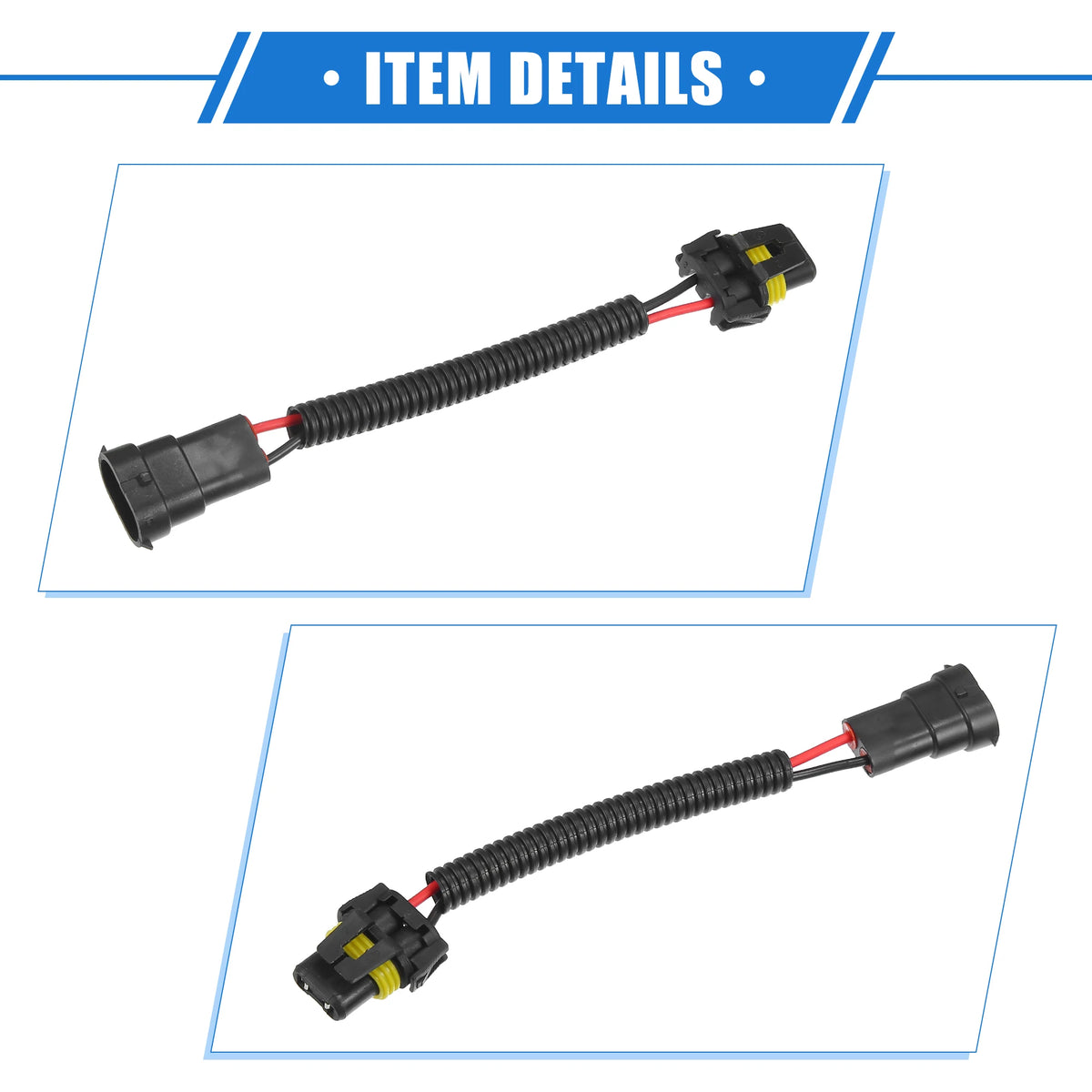 UXCELL 2Pcs H8 H9 H11 Male to 9006 HB4 Female Extension Conv