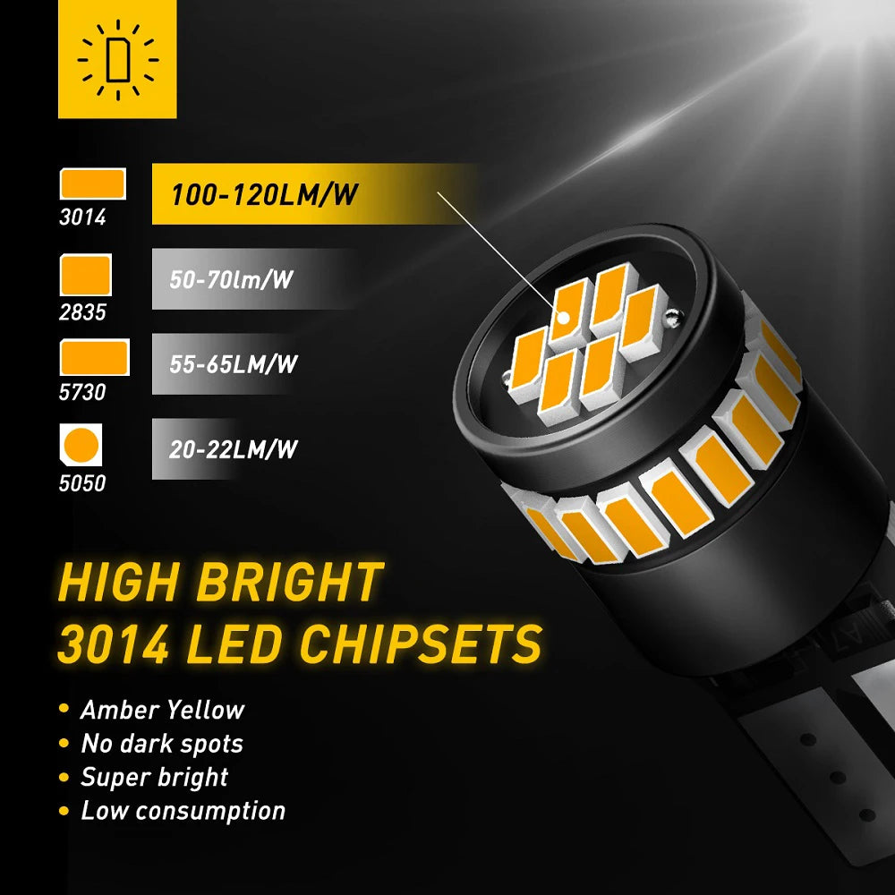 AUXITO 20/10/2Pcs T10 W5W LED Canbus Amber Yellow Anti Error
