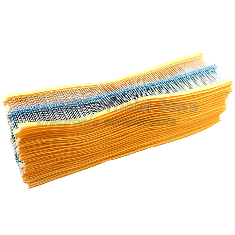 100pcs 1/4W Metal Film Resistor Element 1% 0.25W 1K 1.5K 2.2