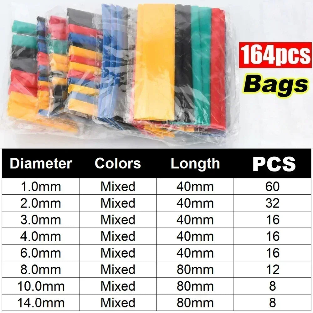 127/165/328/560/650/800pcs Heat Shrink Tubing Kit 2 1 Shrinkable Wire Shrinking Wrap Wire Connect Cover Cable Repair Protection