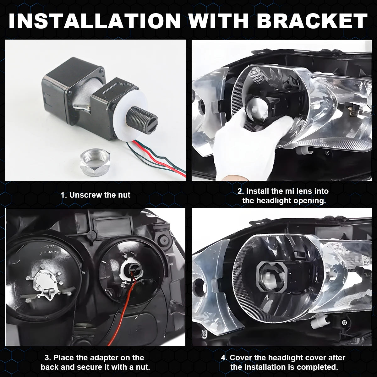 12V Motorcycle 1.5 Inch mini Bi Led Projector Lens Headlight