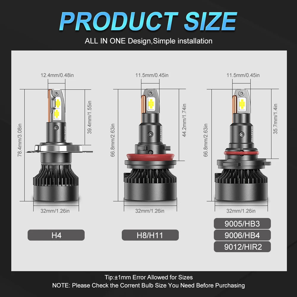 2x V3F Series H1 H4 H7 H8 H11 9006 9005 HB3 LED Headlight Bu