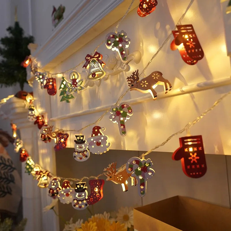 Christmas Deer Snowflake LED String Lights Battery Powered F