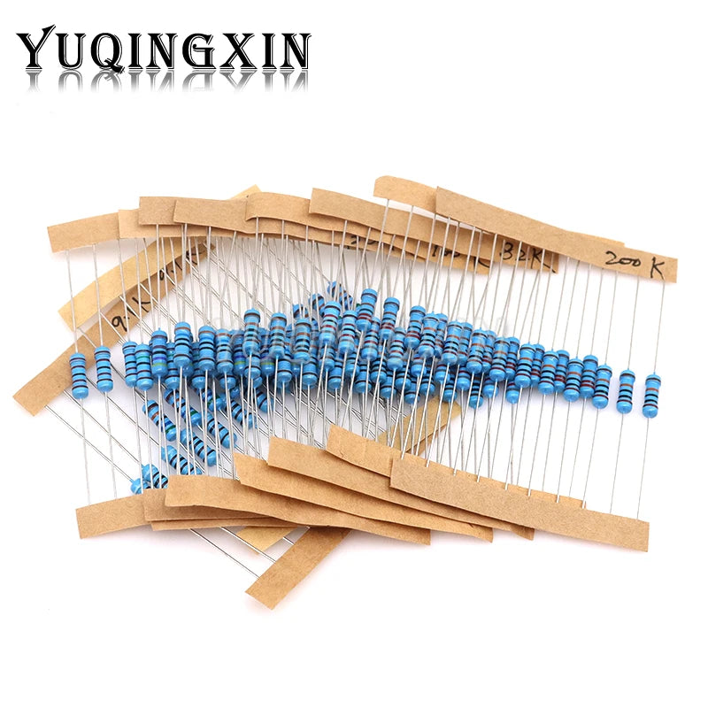 1100pcs 1/2W Metal Film Resistor Kit 1% 0.1 ohm - 2.2M 110 V