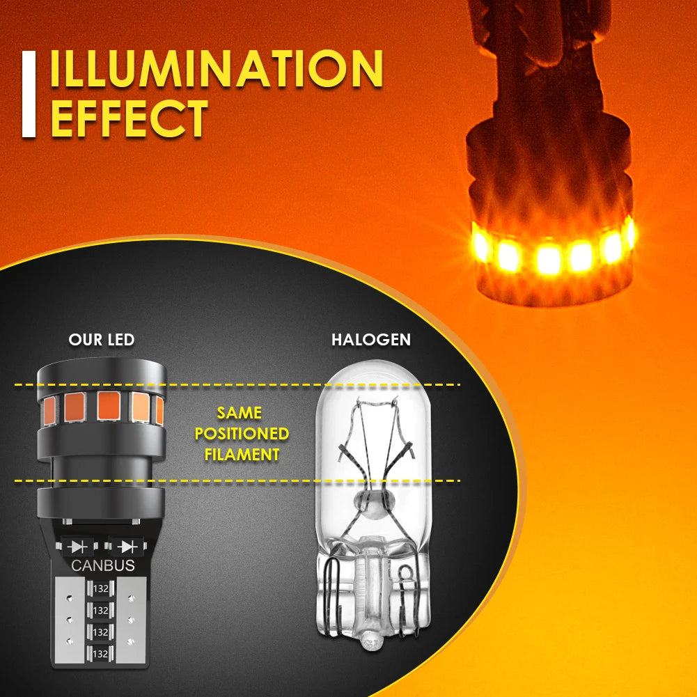 2x High Quality T10 W5W Orange Red 2015 LED Car Interior Rea
