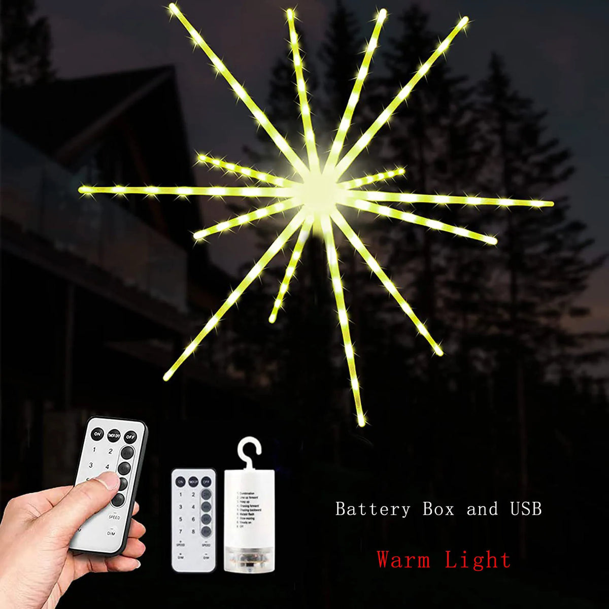 2023 New Years LED Fireworks String Lights Meteor Lamp Battery Powered for Wedding Christmas Party Indoor Outdoor Decoration