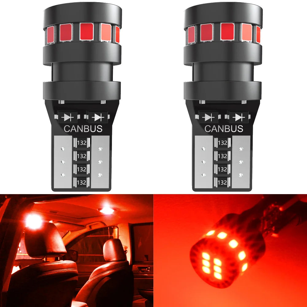 2x High Quality T10 W5W Orange Red 2015 LED Car Interior Reading Dome Light Marker Lamp 168 194 LED Auto Wedge Parking Bulbs