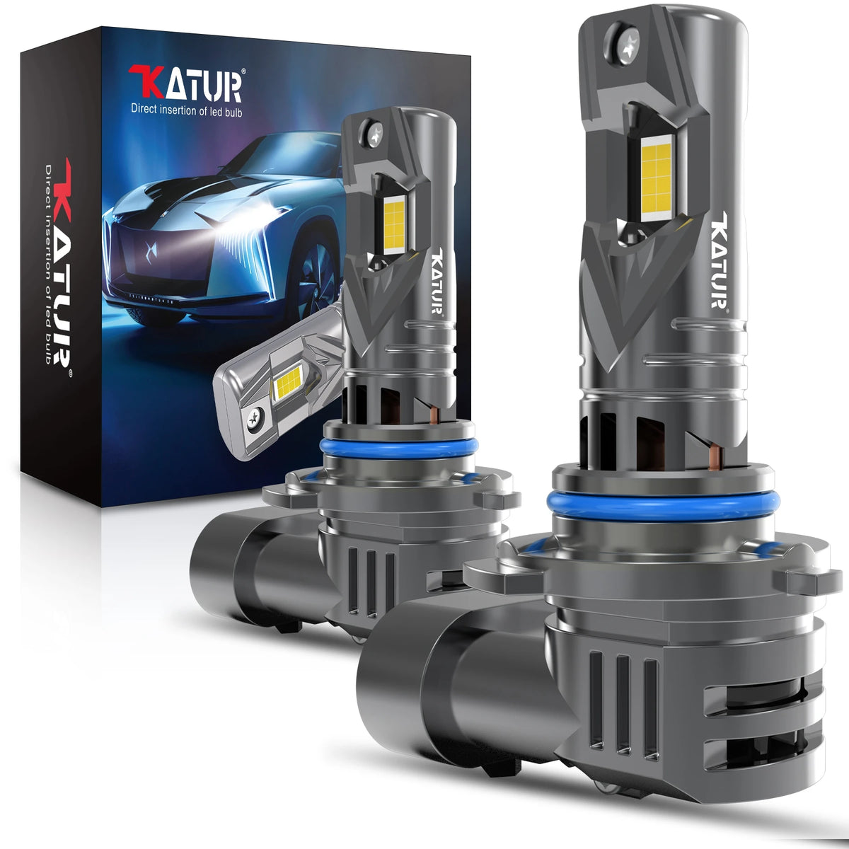 Katur 2x HIR2 9012 Led Car Headlight 100W Bulb Xenon 6000K 2