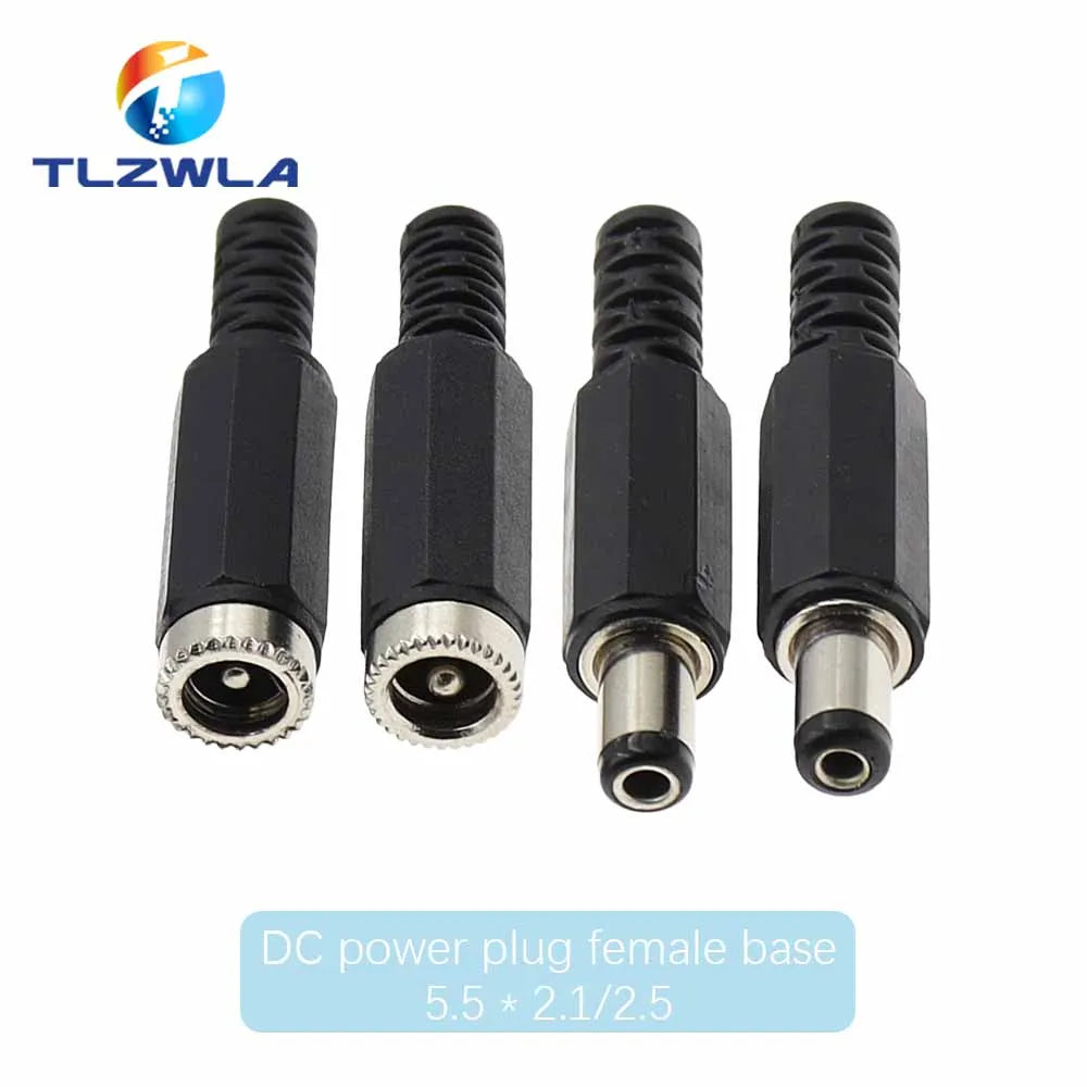 10PCS 24V 12V 3A Plastic Male Plugs + Female Socket Panel Mount Jack 5.5x2.1mm DC Power Connector Electrical Supplies 5.5 2.5